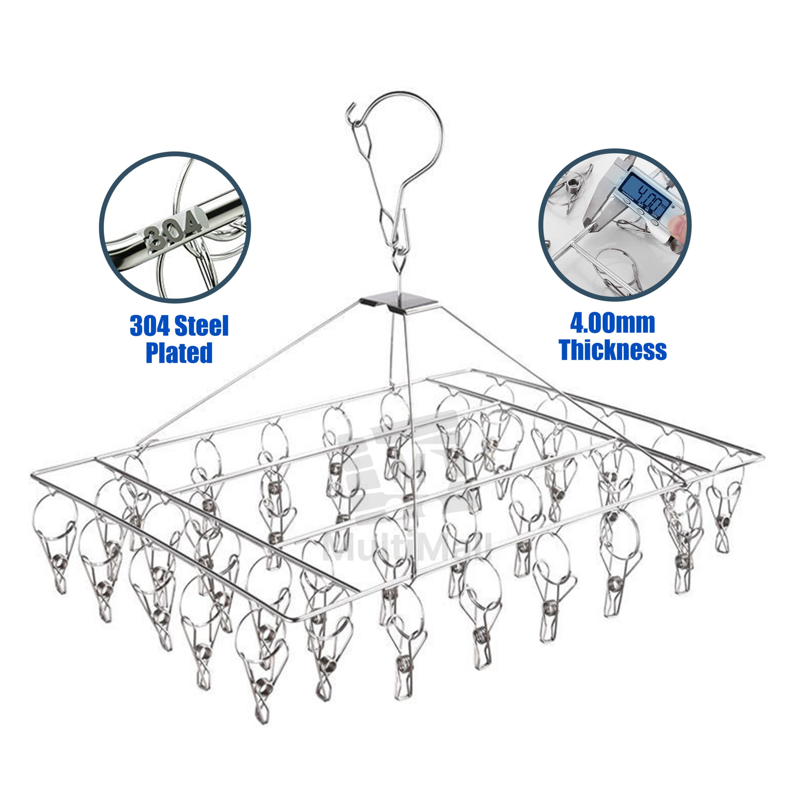 SUS304 Stainless Steel Hanger 36 Clips Heavy Duty Windproof and Rust
