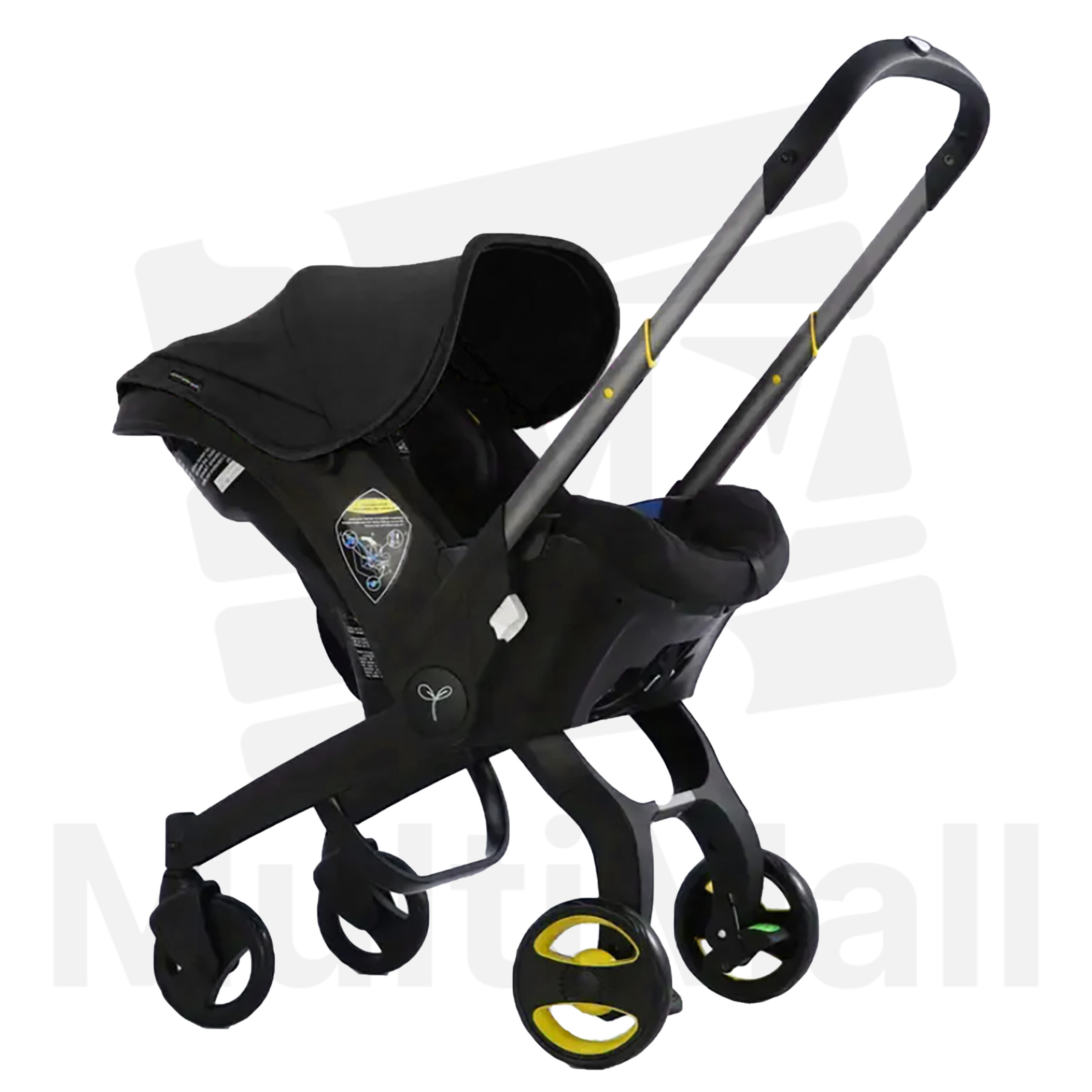 Baby Black Stroller Car Seat and Foldable Canopy, 4in1 Travel
